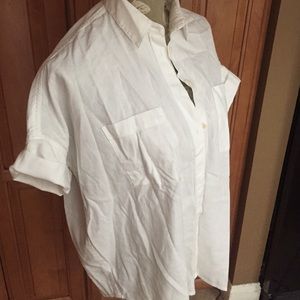 Madewell white cotton button up shirt