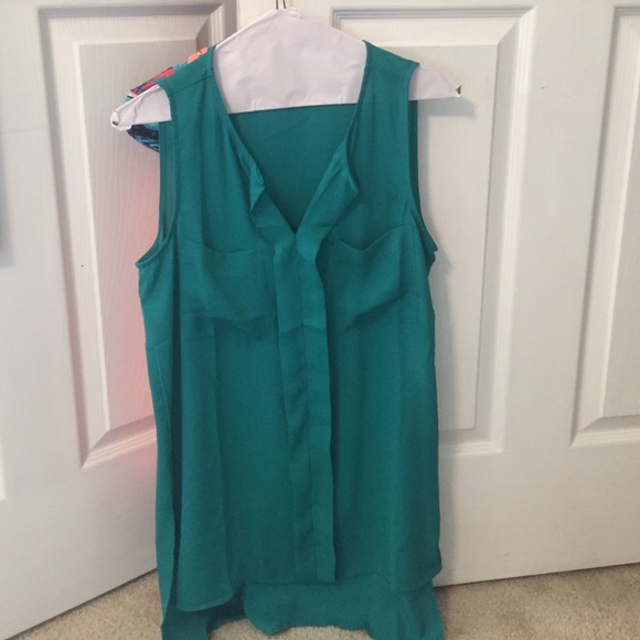 Teal long tank top