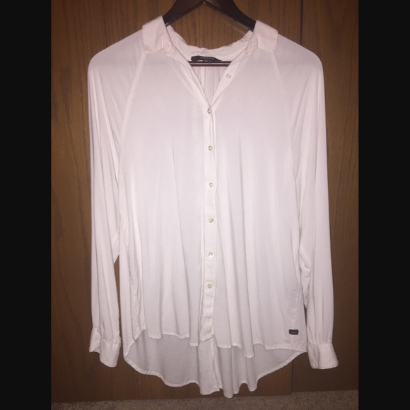 OBEY Women's White Long Sleeve Button Down