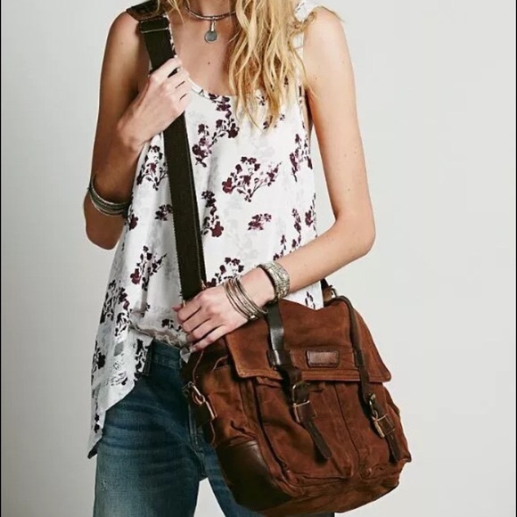 FREE PEOPLE Bag Distressed Crossbody Tote Book Bag - Picture 4 of 4