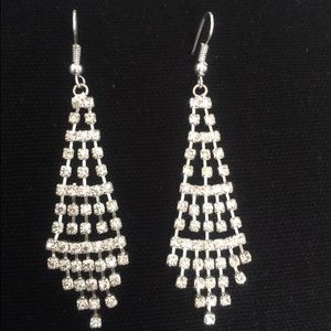 Clear Rhinestone Crystal Party Silver Drop Clip