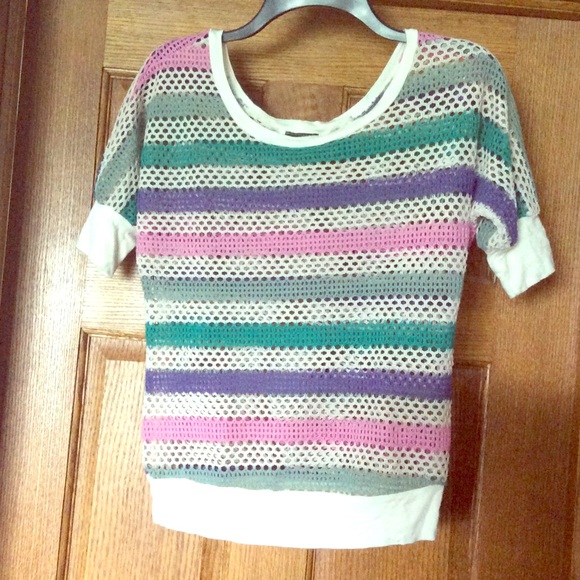 RESERVED 📚SALE📚 Wet Seal Striped Mesh Top