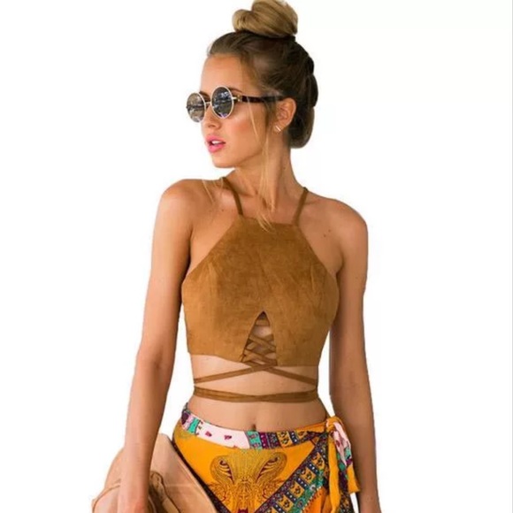 🆕NEW ARRIVAL!! Vegan Suede Boho Wrap Top - Picture 2 of 4