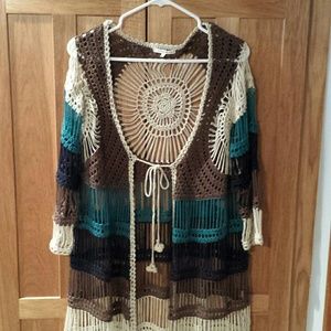 Willow & Clay crochet front tie cardigan