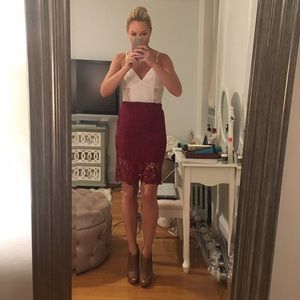 Maroon Textured Mini Skirt