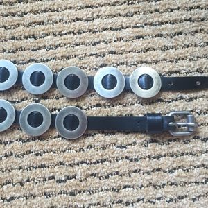Black Southwestern Skinny Silver Circle Belt Black Southwestern Skinny Silver Circle Belt