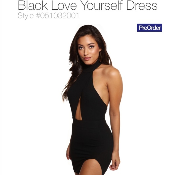 NWT Black High Neck Keyhole Body Con Dress