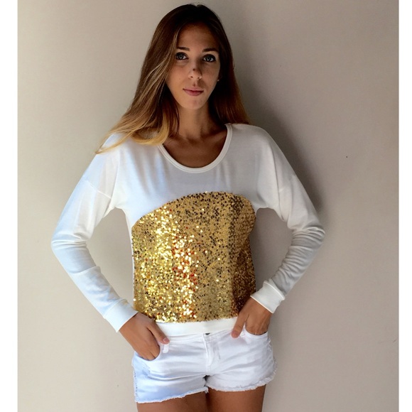 Gold Shimmer Sequin Top - Picture 2 of 3