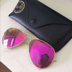 Pink flash rayban aviators