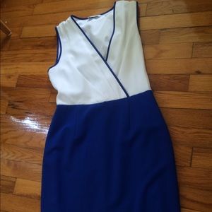 Calvin Klein Blue and White dress w/ silver belt
