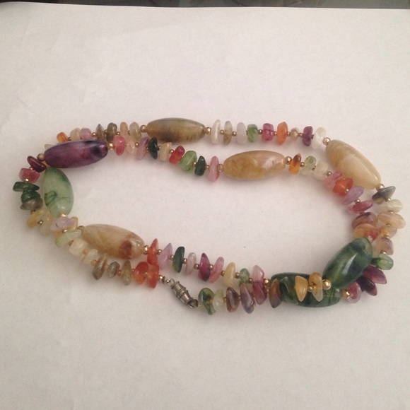 Cute earrings & a long double colorful necklace