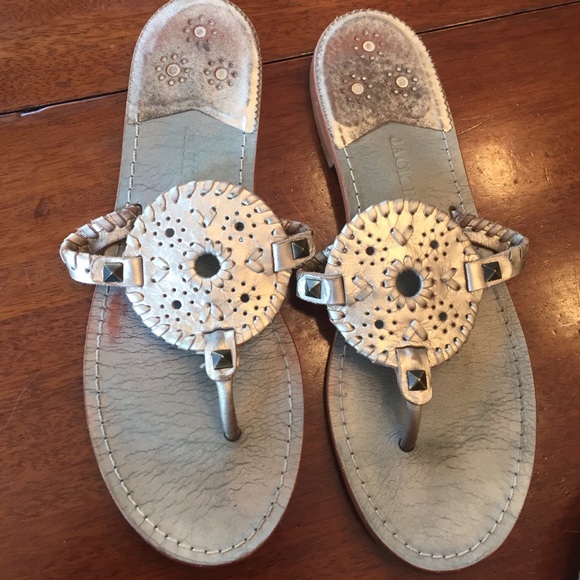Jack Rogers Georgica Leather Sandal in Platinum