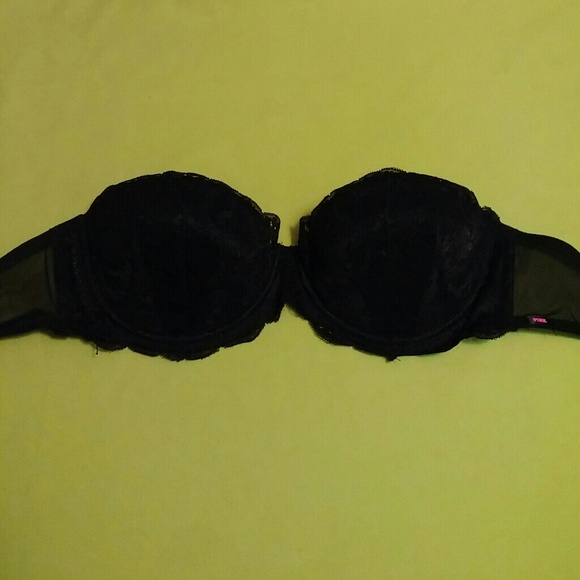 PINK Victoria's Secret Black lace strapless bra