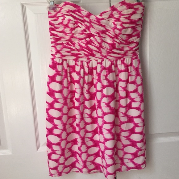 Shoshanna Silk Pink and White Strapless Dress