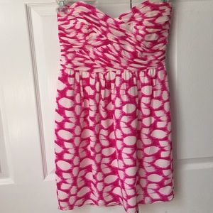 Shoshanna Silk Pink and White Strapless Dress