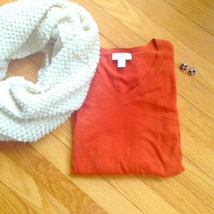 LOFT Pumpkin V-Neck Sweater