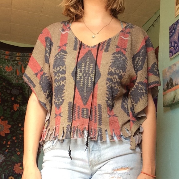 Aztec patterned poncho