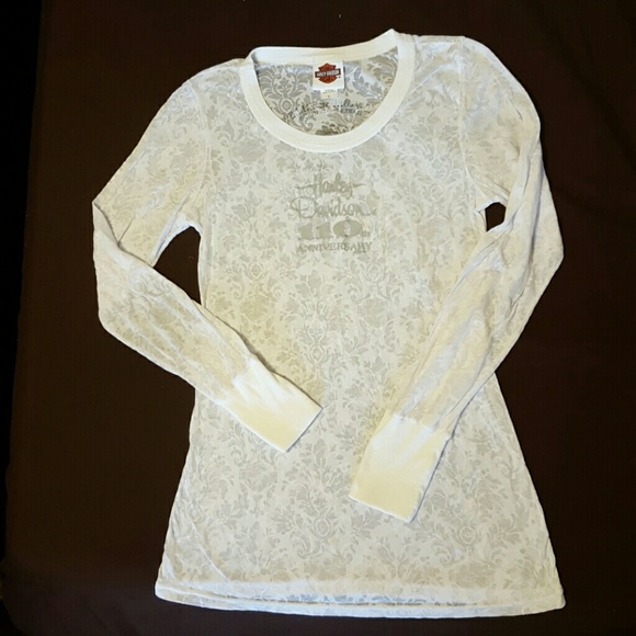 Harley Davidson white sheer top