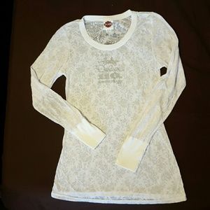 Harley Davidson white sheer top