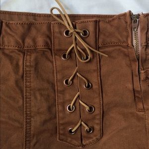 Rusty Orange Lace-Up High Waisted Shorts!!