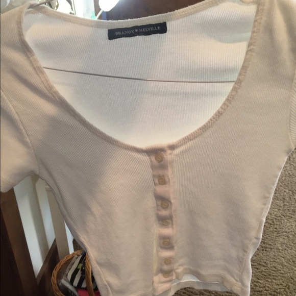 Brandy Melville white button crop top