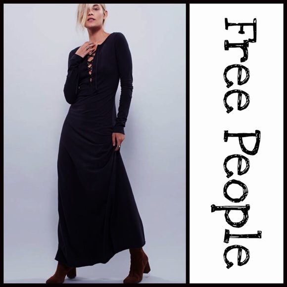 ❌SOLD❌FREE PEOPLE MAXI DRESS Lace Up - Picture 4 of 6