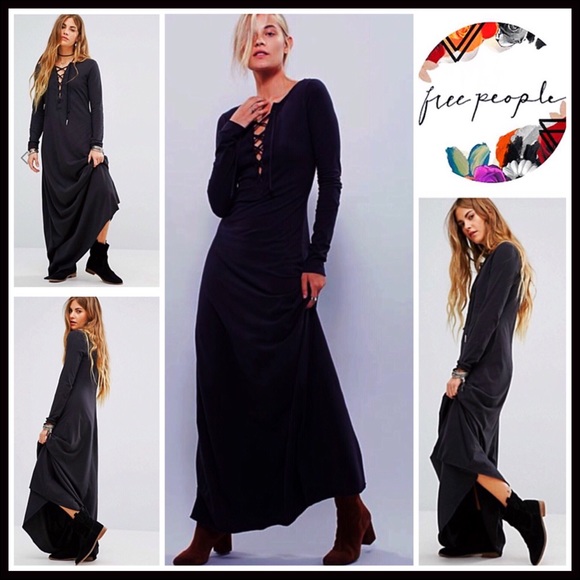 ❌SOLD❌FREE PEOPLE MAXI DRESS Lace Up - Picture 6 of 6