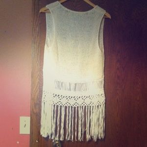 Crocheted white hippie vest