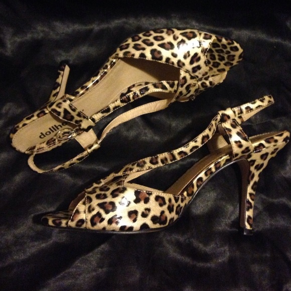 Dollhouse cheetah print slingback heeled sandals - Picture 2 of 4