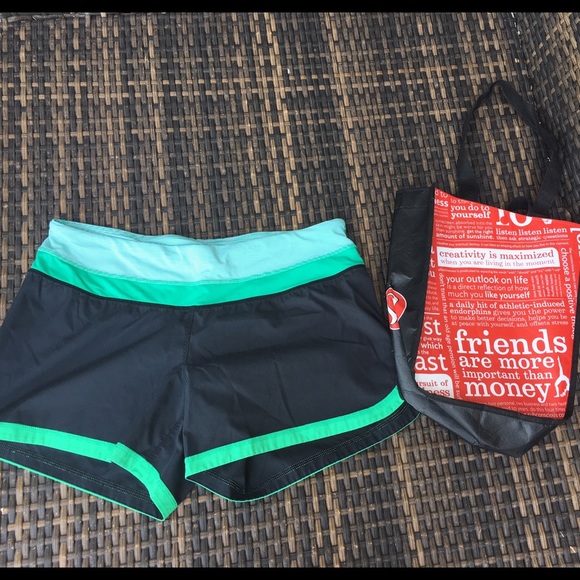 lululemon turquoise green shorts size 8