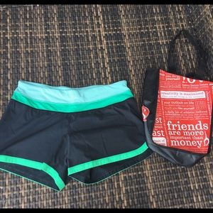 lululemon turquoise green shorts size 8