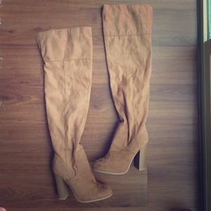 Over the Knee Tan Suede Boots. NEVER WORN