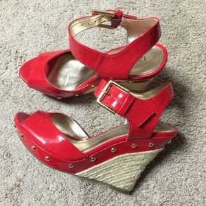 Guess Red, studded wedges, 7.5
