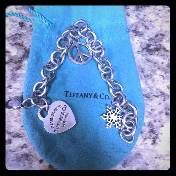 Tiffany Heart Tag Charm Bracelet and Charms