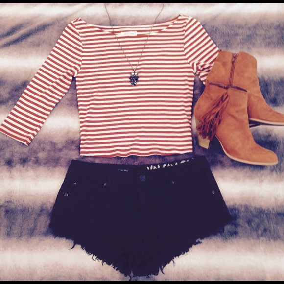 Silence and noise orange stripe crop top
