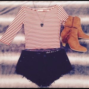 Silence and noise orange stripe crop top