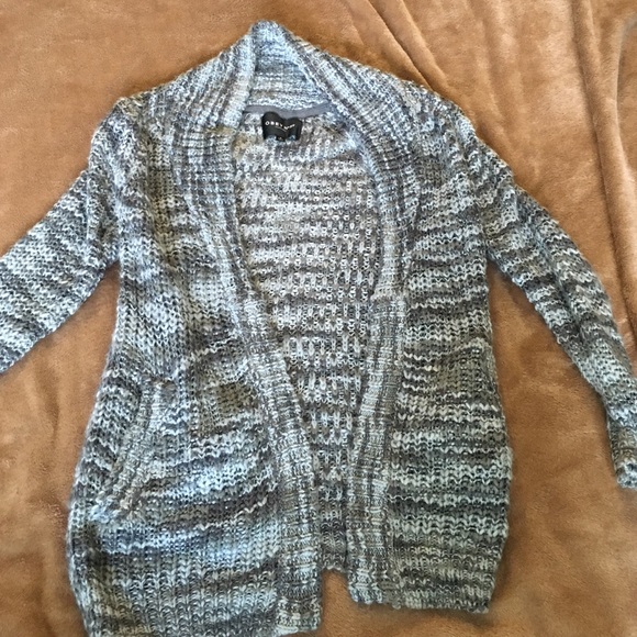 Grey and blue knit sweater