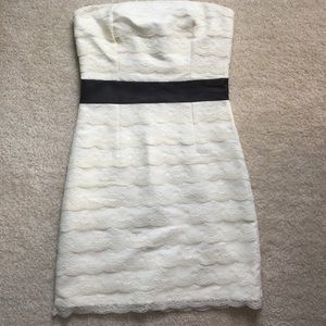 White, Strapless, Lace dress