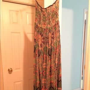 strapless paisley maxi dress size small