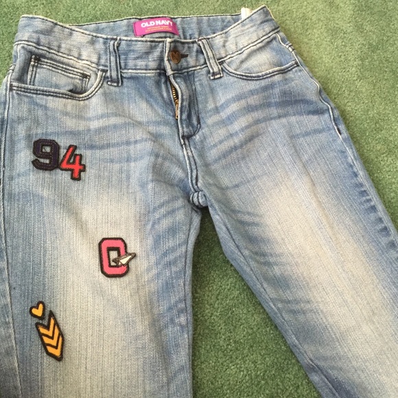 Girl old navy jeans with patches