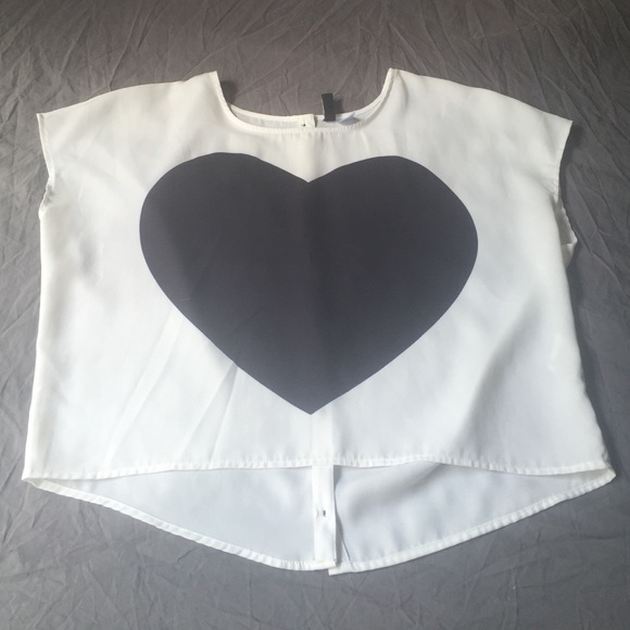 Off white top with large heart