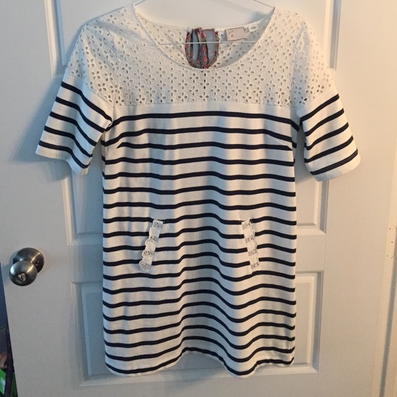 Navy cotton striped dress