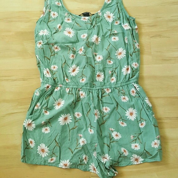 Sea foam green floral romper