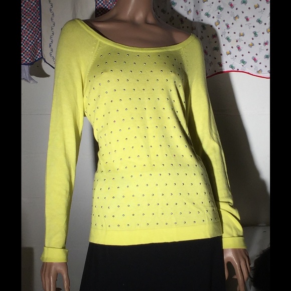 J.Lopez Citrine, Silver Studded Sweater w/bk drape
