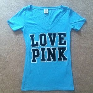 Pink Victoria's Secret v-neck t-shirt