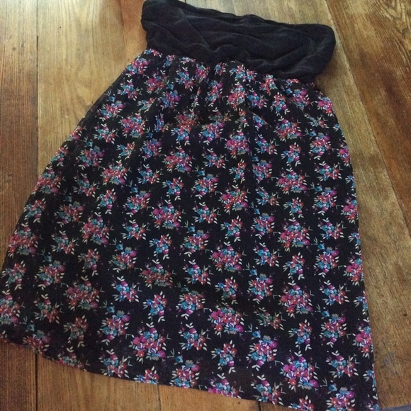 Express Bandeau Black and Floral Top/Dress Size S
