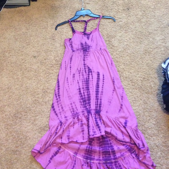Racer back, high-low, purple, tie-dye dress