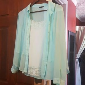 Blouse with lace camisole