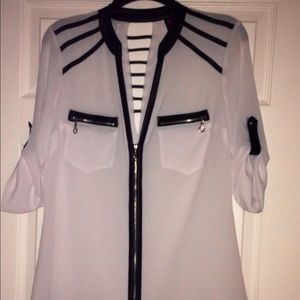 🔲▪️Bebe (bb2) White/Black Blouse ◽️🔳