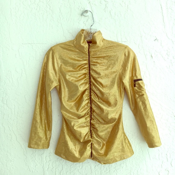 Bebe Sport Funnel neck jacket Small Gold